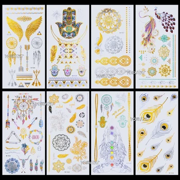 Hot Colored Metalllic Gold Tattoo Hamsa Hand Eye Feather Design Flash Temporary Tattoo Sticker Waterproof Arm Hand Tatoo
Hot Colored Metalllic Gold Tattoo Hamsa Hand Eye Feather Design Flash Temporary Tattoo Sticker Waterproof Arm Hand Tatoo