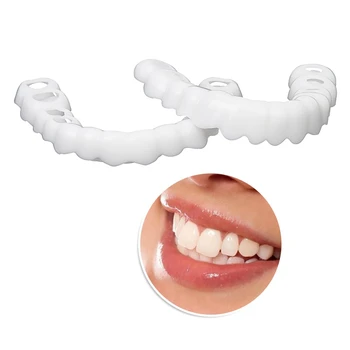 1pair Silicone Fake Teeth Upper False Fake Tooth Cover Snap On Smile Cosmetic Denture Care Oral Care Plastic Whitening
1pair Silicone Fake Teeth Upper False Fake Tooth Cover Snap On Smile Cosmetic Denture Care Oral Care Plastic Whitening
