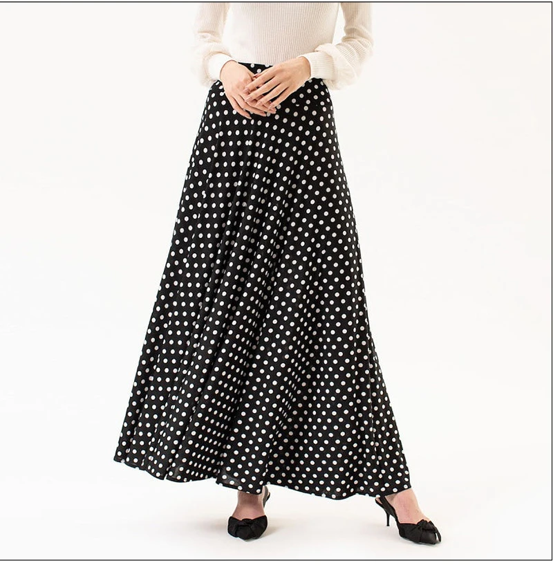 S. טעם נשים Vintage מקסי ארוך חצאיות אלגנטי גבוהה מותן דוט מודפס Midi חצאיות קיץ אופנה Boho נשים חצאיות S. טעם נשים Vintage מקסי ארוך חצאיות אלגנטי גבוהה מותן דוט מודפס Midi חצאיות קיץ אופנה Boho נשים חצאיות