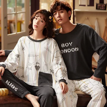 Men Clothing Autumn 100% Cotton Couple Pajamas Men Women's Pijama Lady Pajama Sets Fashion Lounge Sleepwear Gift
Men Clothing Autumn 100% Cotton Couple Pajamas Men Women's Pijama Lady Pajama Sets Fashion Lounge Sleepwear Gift