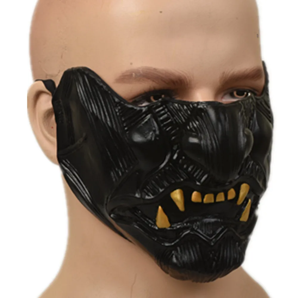 

Ghost Cos Mask Half Face Halloween Peripheral War Teeth Showed Devil Latex Headgear Game Prajna Mask Adult Cosplay Accessores