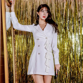 Women Long Sleeve Ruffles Mini Short Dress Women Double Button Work Office Dresses 2019 New Arrival White Formal Blazer Dress
Women Long Sleeve Ruffles Mini Short Dress Women Double Button Work Office Dresses 2019 New Arrival White Formal Blazer Dress