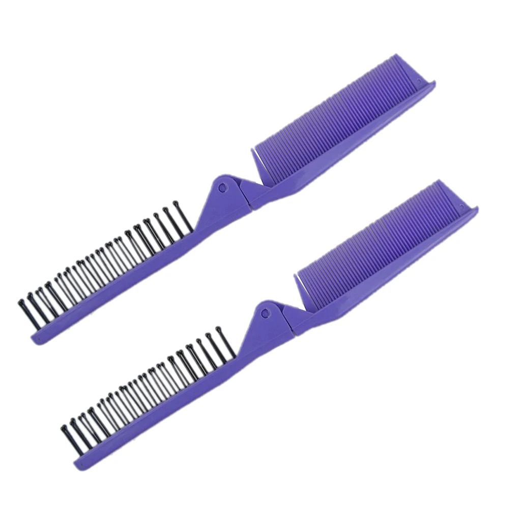 Foldable Travel Pocket Hair Comb & Brush, Pocket Comb Coarse/Fine for Men Women, Set of 2 Foldable Travel Pocket Hair Comb & Brush, Pocket Comb Coarse/Fine for Men Women, Set of 2