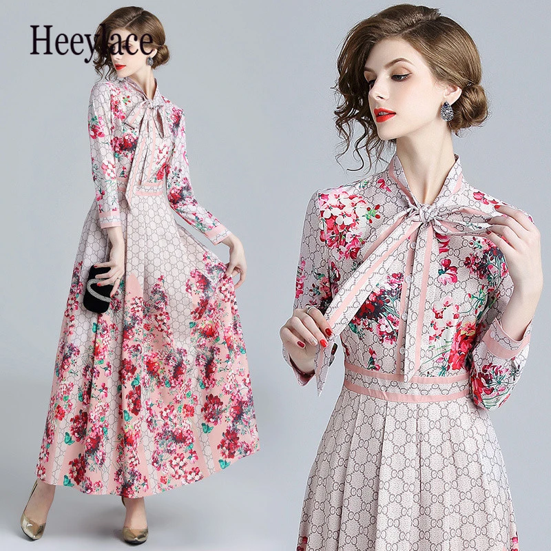 2019 Spring Summer Fall Runway Letter Floral Print Collar Ribbon Tie Neck Long Sleeve Women Party Casual Empire Waist Maxi Dress
2019 Spring Summer Fall Runway Letter Floral Print Collar Ribbon Tie Neck Long Sleeve Women Party Casual Empire Waist Maxi Dress
