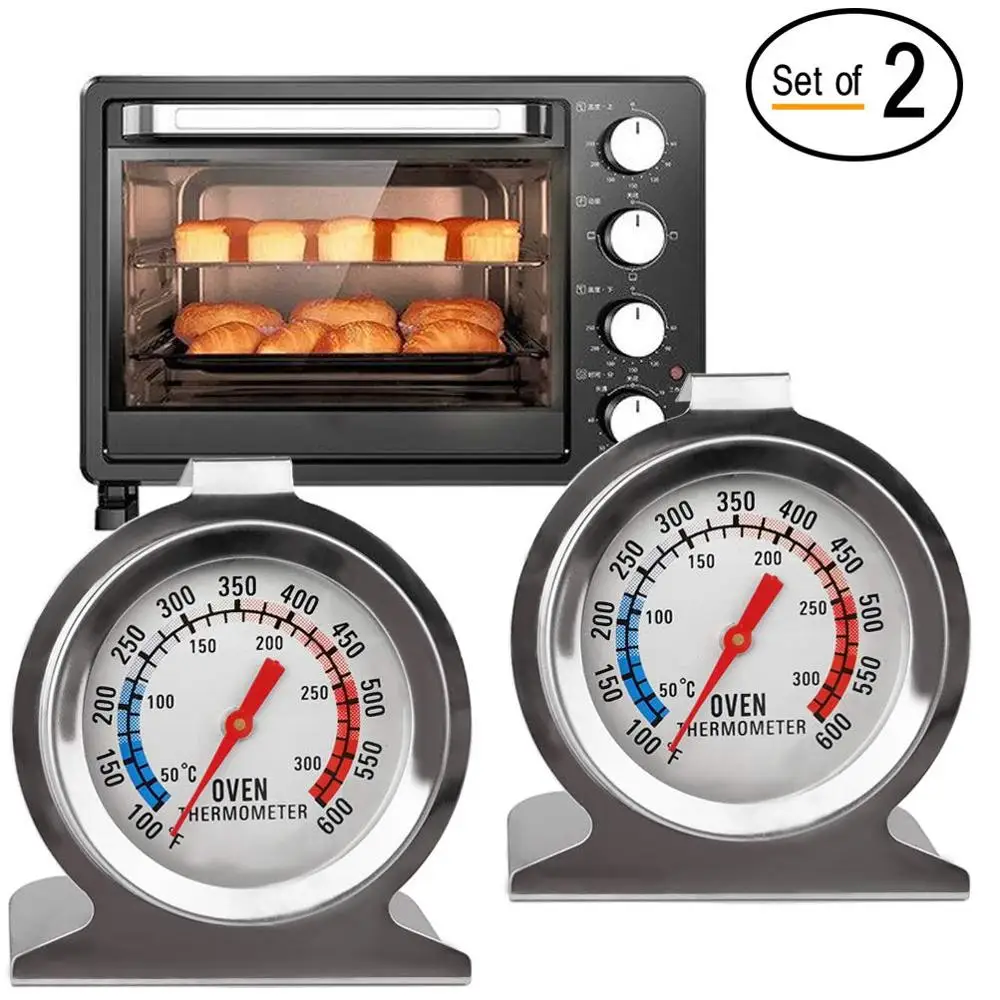 

2pcs/pack Dial Kitchen Oven Thermometer Hanging Stainless Steel Grill Smoker Thermometer For Food Cooking Baking Roasting BBQ