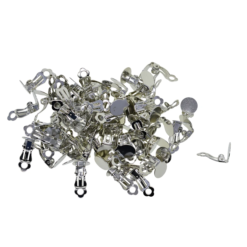100pcs Flat Tray Clip-on Earrings Hook Components for Jewelry Making Earrings Supplies 100pcs Flat Tray Clip-on Earrings Hook Components for Jewelry Making Earrings Supplies