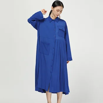 LANMREM Blue Lapel Long Sleeve Pocket Stitching Half Pleated Loose Plus Woman Dress Casual Simple Fashion 2020 Spring New TV909
LANMREM Blue Lapel Long Sleeve Pocket Stitching Half Pleated Loose Plus Woman Dress Casual Simple Fashion 2020 Spring New TV909