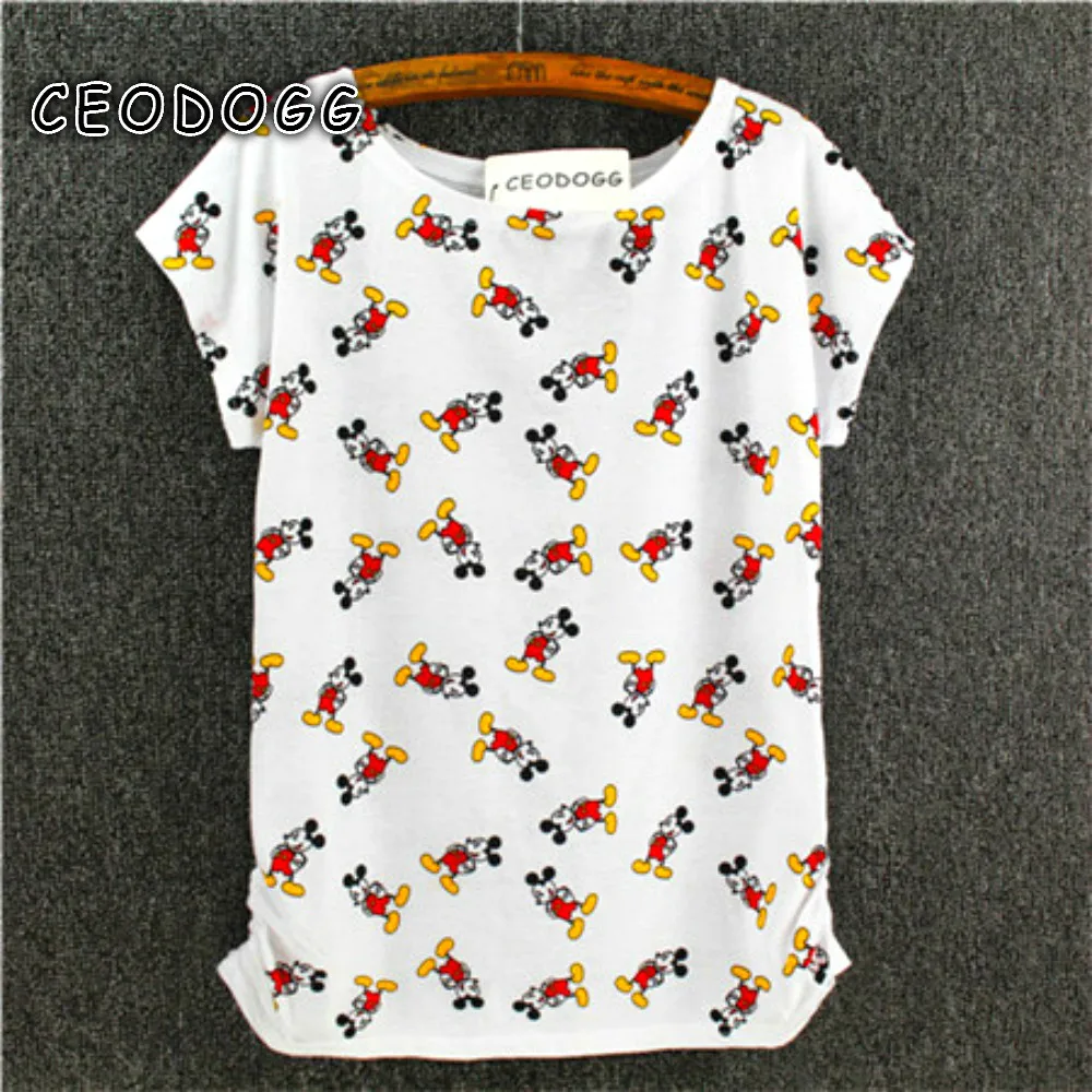 

091 mouse dog printed winner 86 t shirt women bear t shirt women tees tops clothing women tshirt kawaiiUSA gril dot printed