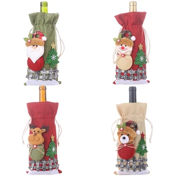 Christmas Red Wine Bottle Covers Bag Linen Holiday Santa Claus Champagne Bottle Cover Christmas Decorations 
Christmas Red Wine Bottle Covers Bag Linen Holiday Santa Claus Champagne Bottle Cover Christmas Decorations