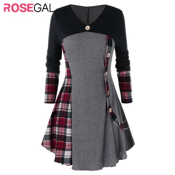 ROSEGAL Women'S Long T-Shirts Plus Size Plaid Long Tunic Tee Full Sleeve V-Neck Collar Female Tops Autumn Warm Elegant T-Shirt
ROSEGAL Women'S Long T-Shirts Plus Size Plaid Long Tunic Tee Full Sleeve V-Neck Collar Female Tops Autumn Warm Elegant T-Shirt