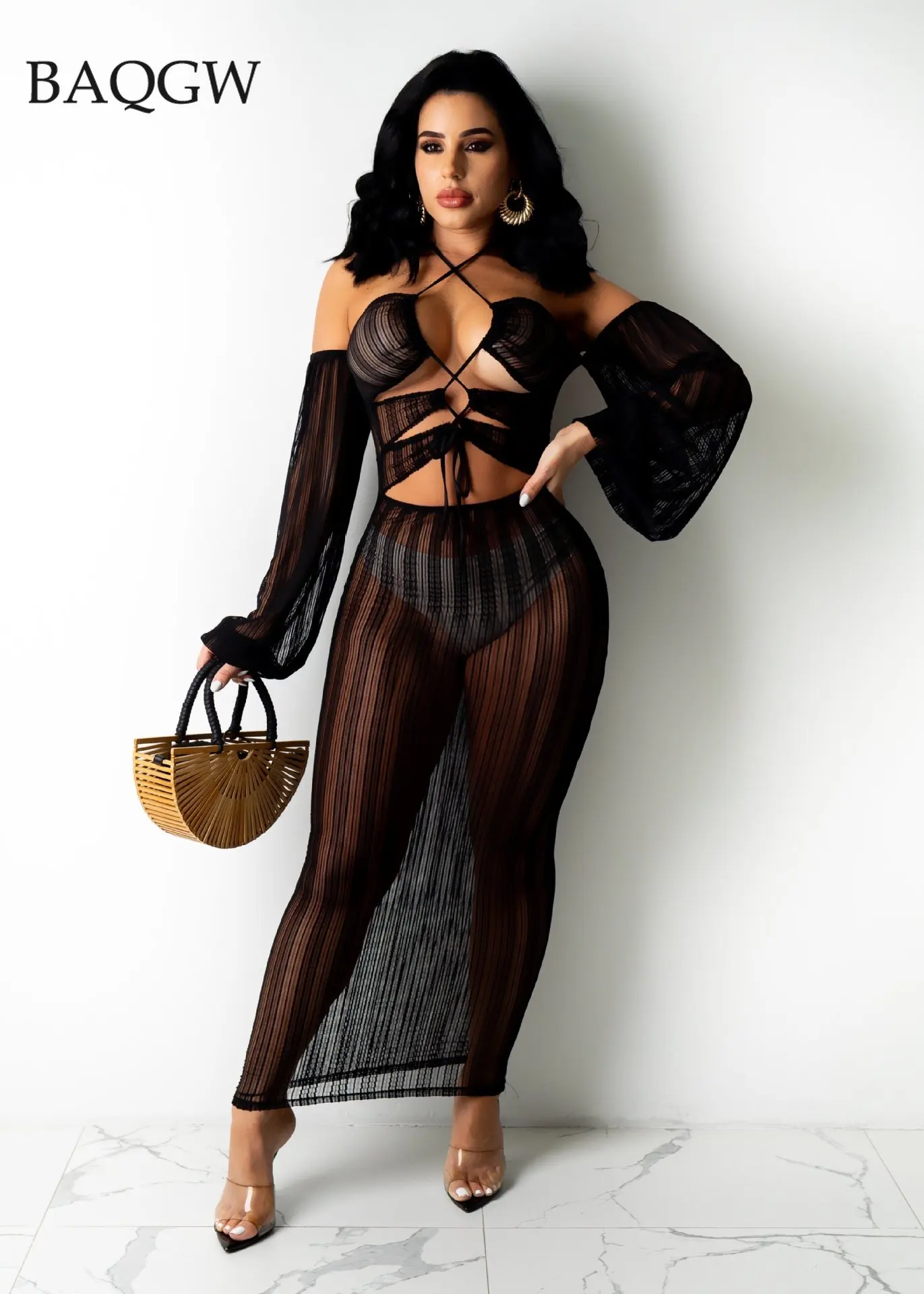Sexy Mesh Sheer Hollow Out Dress Spring Off Shoulder Bandages Dress for Women 2021 Party Club Halter See Through Maxi Dress 2XL
Sexy Mesh Sheer Hollow Out Dress Spring Off Shoulder Bandages Dress for Women 2021 Party Club Halter See Through Maxi Dress 2XL