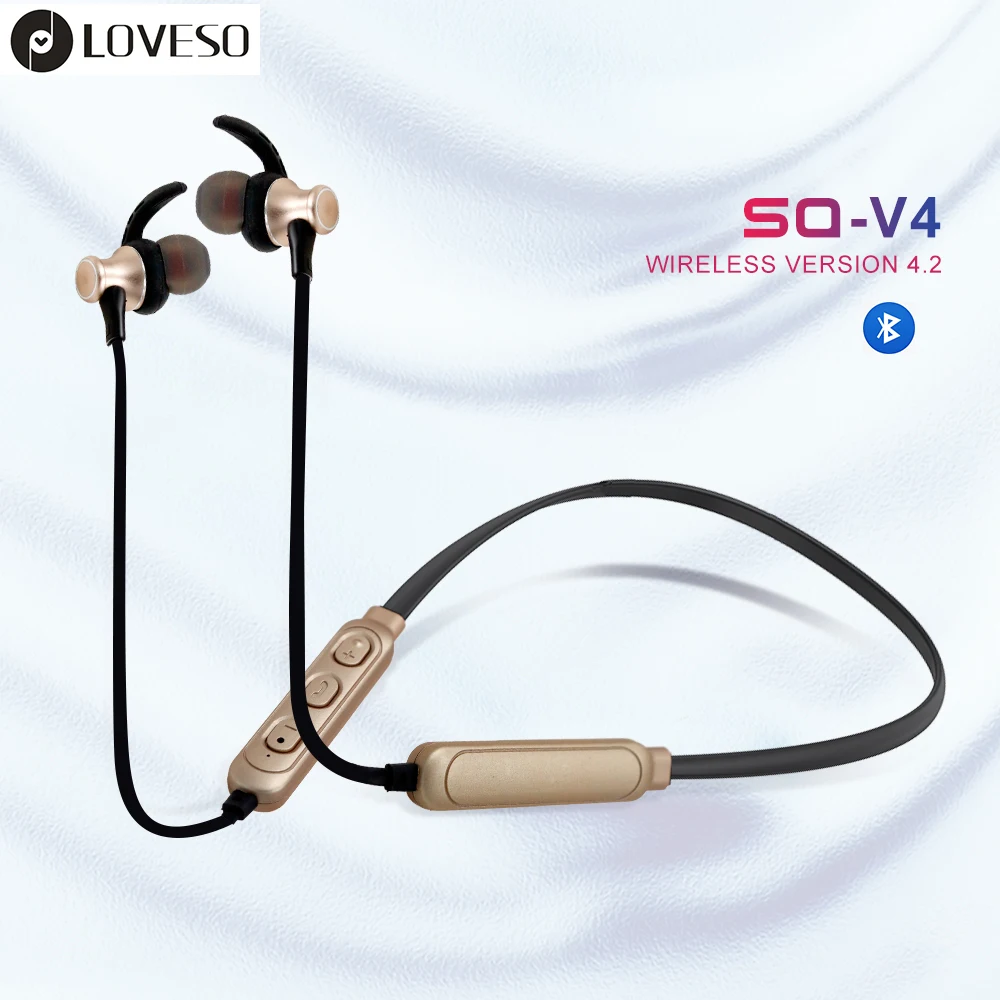 

LOVESO SQ-V4 Wireless Bluetooth Headphones Stereo Noise Cancelling Earphone Sports Magnetic with Mic Headset For Mobile Phones