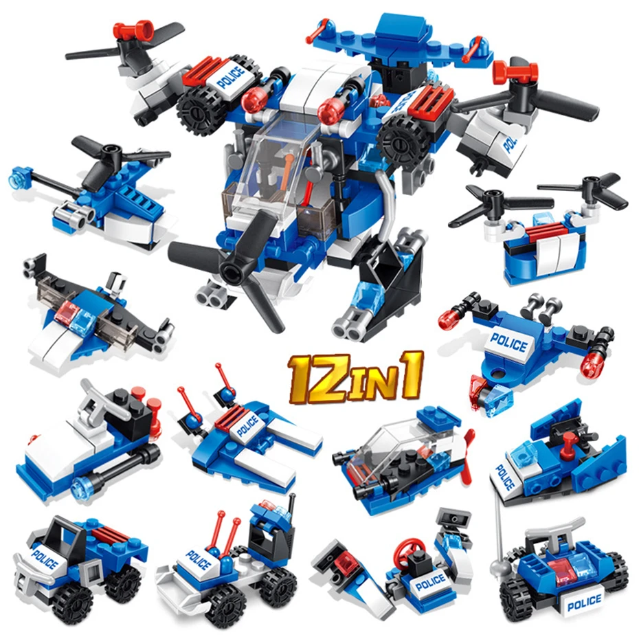 MEOW 12 IN 1 City Police Series Deformation Helicopter Building Blocks Patrol Airplane Bricks Educational Toys Christmas Gifts
MEOW 12 IN 1 City Police Series Deformation Helicopter Building Blocks Patrol Airplane Bricks Educational Toys Christmas Gifts