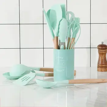 13Pcs/set Silicone Kitchenware Wooden Handle Cooking Kitchen Tools with Storage Bucket
13Pcs/set Silicone Kitchenware Wooden Handle Cooking Kitchen Tools with Storage Bucket
