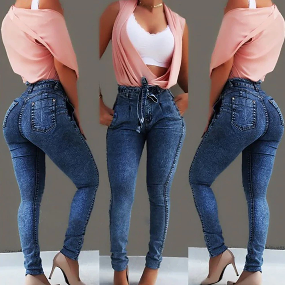 CALOFE 2019 High Waist Jeans For Women Streetwear Bandage Denim Pants Plus Size 5XL Femme Pencil Pants Skinny Jeans With Pockets 
CALOFE 2019 High Waist Jeans For Women Streetwear Bandage Denim Pants Plus Size 5XL Femme Pencil Pants Skinny Jeans With Pockets