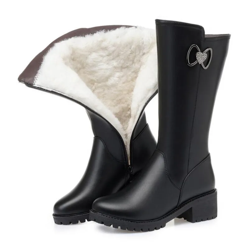 New Rhinestone Genuine Leather Inside Plush Wool Warm Winter Boots In-tube Knight Boots Thick Heel Shoes Snow Boots Women Boots
New Rhinestone Genuine Leather Inside Plush Wool Warm Winter Boots In-tube Knight Boots Thick Heel Shoes Snow Boots Women Boots