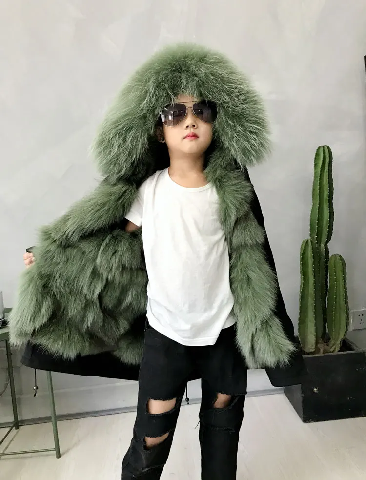 kids parkas natural fox fur child coats for winter (8)