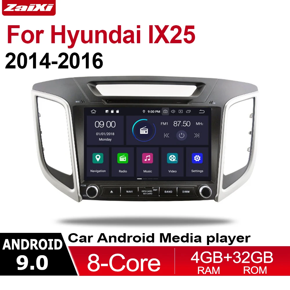 ZaiXi 2 Din Car Multimedia Player Android 9 Auto Radio For Hyundai IX25 2014~2016 DVD GPS 8 Cores 4GB+32GB Bluetooth WiFi Map
ZaiXi 2 Din Car Multimedia Player Android 9 Auto Radio For Hyundai IX25 2014~2016 DVD GPS 8 Cores 4GB+32GB Bluetooth WiFi Map