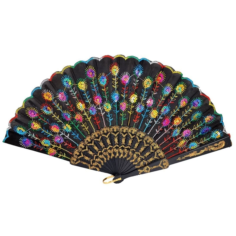 SODIAL(R) Colored Embroidered Flower Pattern Black Cloth Folding Hand Fan for Woman
SODIAL(R) Colored Embroidered Flower Pattern Black Cloth Folding Hand Fan for Woman