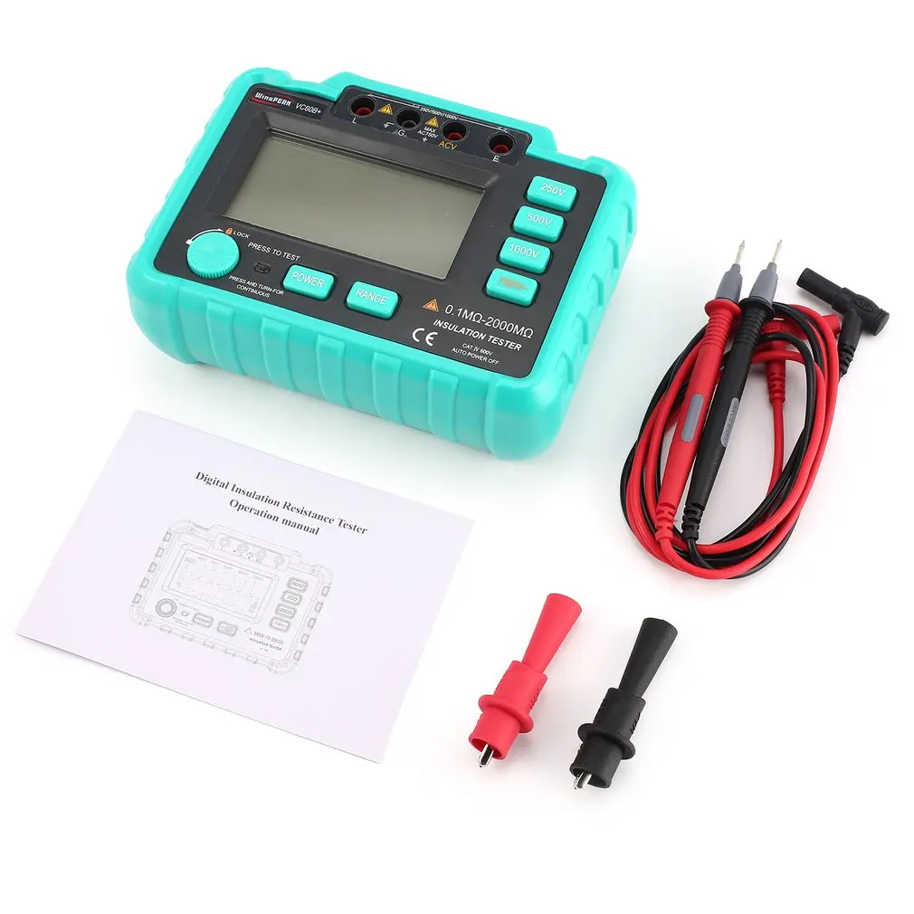 VC60B+ 1000V Digital Auto Range Insulation Resistance Meter Tester Megohmmeter Megger High Voltage LED Indication 1999 Counts
VC60B+ 1000V Digital Auto Range Insulation Resistance Meter Tester Megohmmeter Megger High Voltage LED Indication 1999 Counts