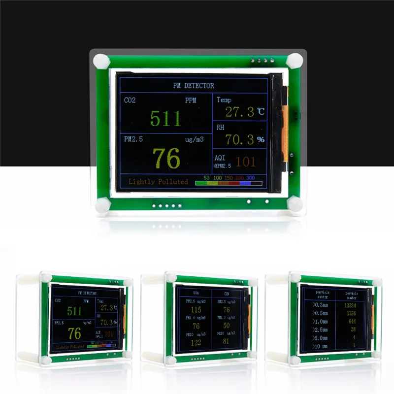 2.8" LCD Carbon Dioxide CO2 Indoor Car Inernal Durable PM1.0 PM2.5 PM10 Tester High Quality Test Temperature Humidity#291102 |