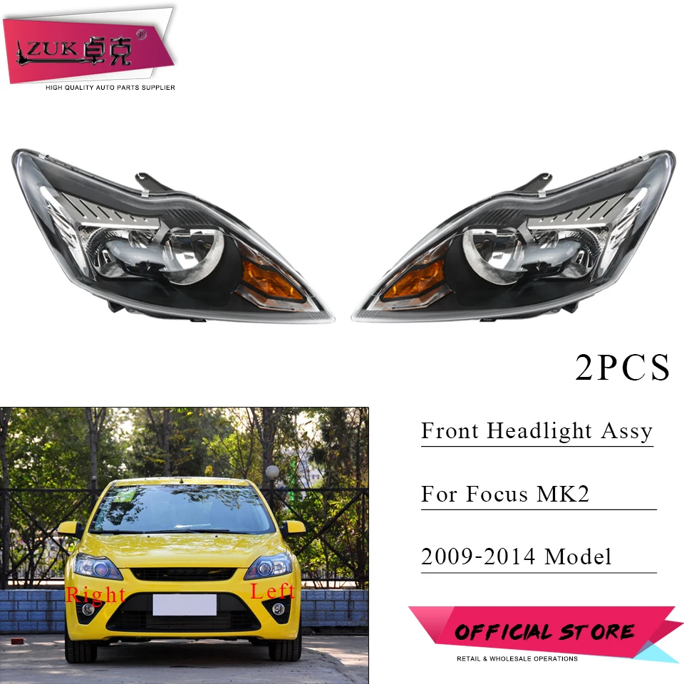 ZUK 2 шт. налобный фонарь головная лампа в сборе для Ford Focus MK2 2009 2010 2011 2012 2013 2014 седан