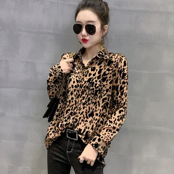 2020 Spring Leopard Print Blouse Women Fashion Long Sleeve Shirt Women High quality Plus Size Ladies Blouses Streetwear Q1366 
2020 Spring Leopard Print Blouse Women Fashion Long Sleeve Shirt Women High quality Plus Size Ladies Blouses Streetwear Q1366