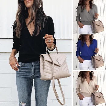 Hot Sale Explosion 4 Color 2020 Spring and Autumn Fashion V-neck Long-Sleeve Ladies Blouse Sweater 100080
Hot Sale Explosion 4 Color 2020 Spring and Autumn Fashion V-neck Long-Sleeve Ladies Blouse Sweater 100080