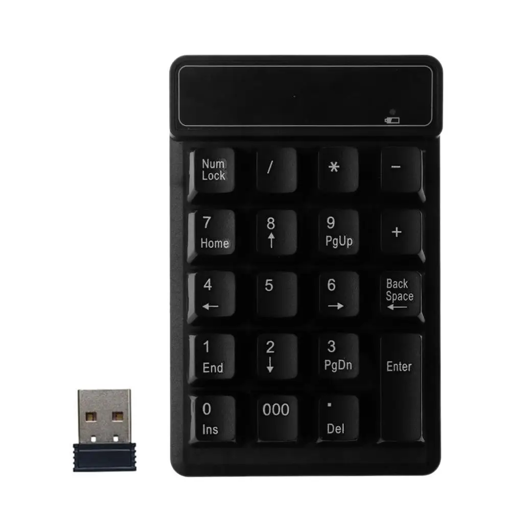 Фото 2 4 ГГц мини USB беспроводная цифровая клавиатура 19 клавиш цифры Pad приемник для Windows