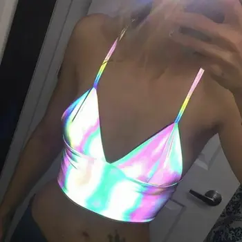 Women V-Neck Sexy Holographic Bralette Top Strap Reflective Fashion Camis Hot Comfortable Sleeveless Backless Tank Tops
Women V-Neck Sexy Holographic Bralette Top Strap Reflective Fashion Camis Hot Comfortable Sleeveless Backless Tank Tops