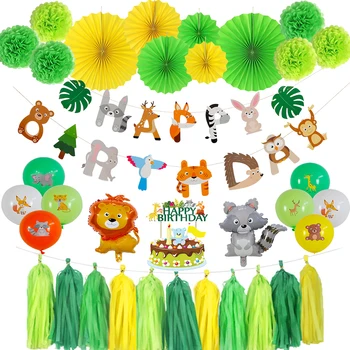 Jungle Animal Forest Cartoon Birthday Party Decor Balloon Paper Flower Banner Cake Topper Set Woodland Creature Cute Decoration
Jungle Animal Forest Cartoon Birthday Party Decor Balloon Paper Flower Banner Cake Topper Set Woodland Creature Cute Decoration
