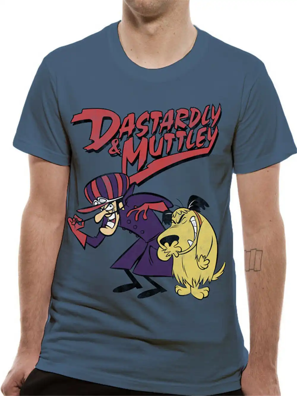 and muttley hanna barbera blue mens t-shirt unisex loose fit tee
