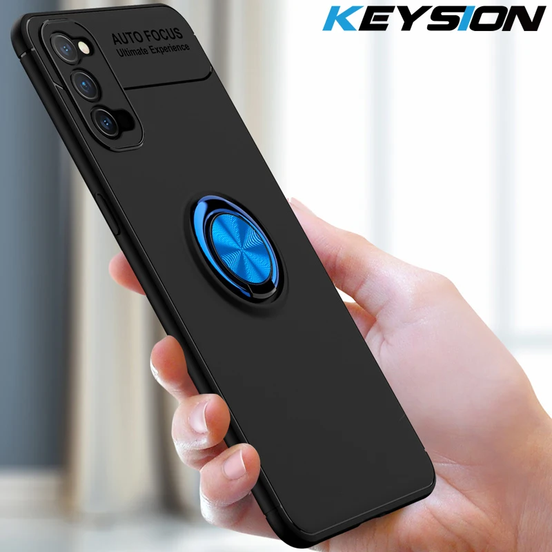 Роскошный металлический чехол KEYSION с кольцом для OPPO Reno 4 Pro 5G мягкая силиконовая