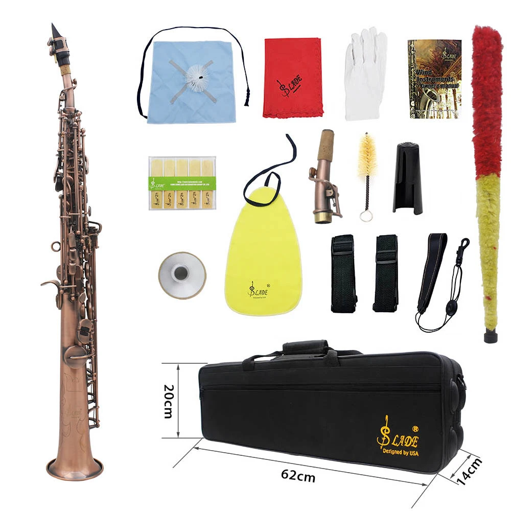 

LADE WSS-899 Professional Red Bronze Straight Bb Soprano Saxophone Sax Woodwind Instrument Key saxophone alto saxofone sax alto