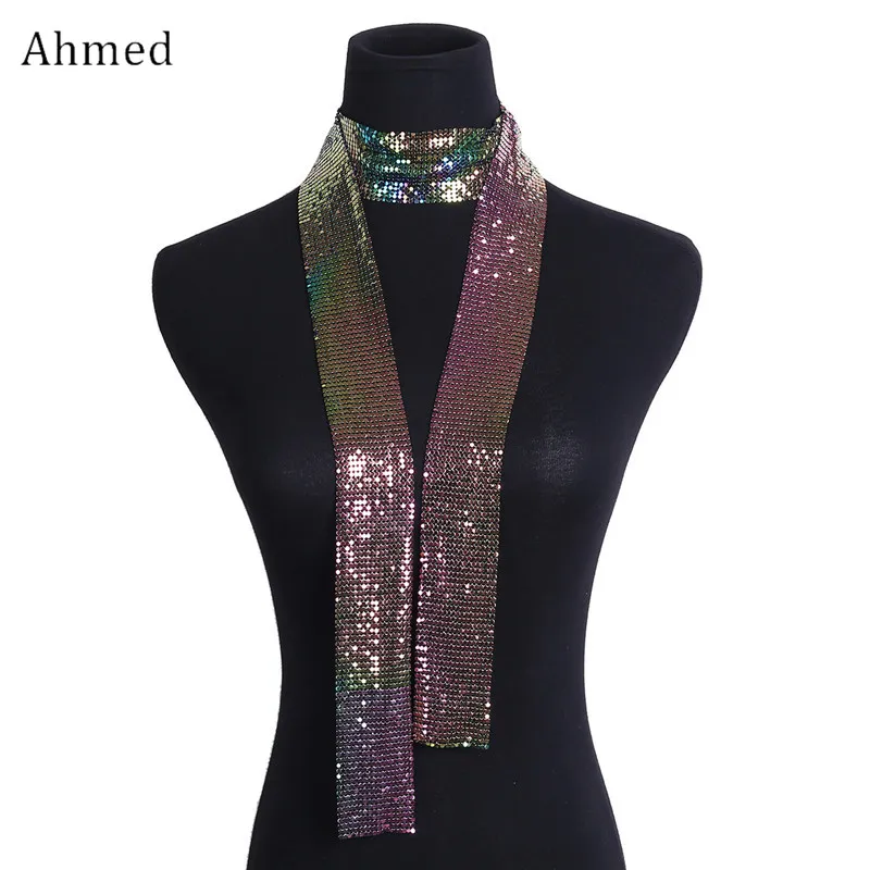 Ahmed Punk Aluminium Net Simple Sequins Necklace Scarf Collar Statement Colorful Long Chain Necklace for Women Jewelry Wholesale
Ahmed Punk Aluminium Net Simple Sequins Necklace Scarf Collar Statement Colorful Long Chain Necklace for Women Jewelry Wholesale
