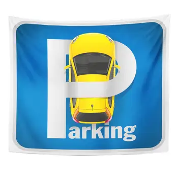 Above Blue Garage Unusual Parking Sign Combined with Yellow Car View Top Vehicle Home Decor Tapestry Wall Hanging for Living
Above Blue Garage Unusual Parking Sign Combined with Yellow Car View Top Vehicle Home Decor Tapestry Wall Hanging for Living
