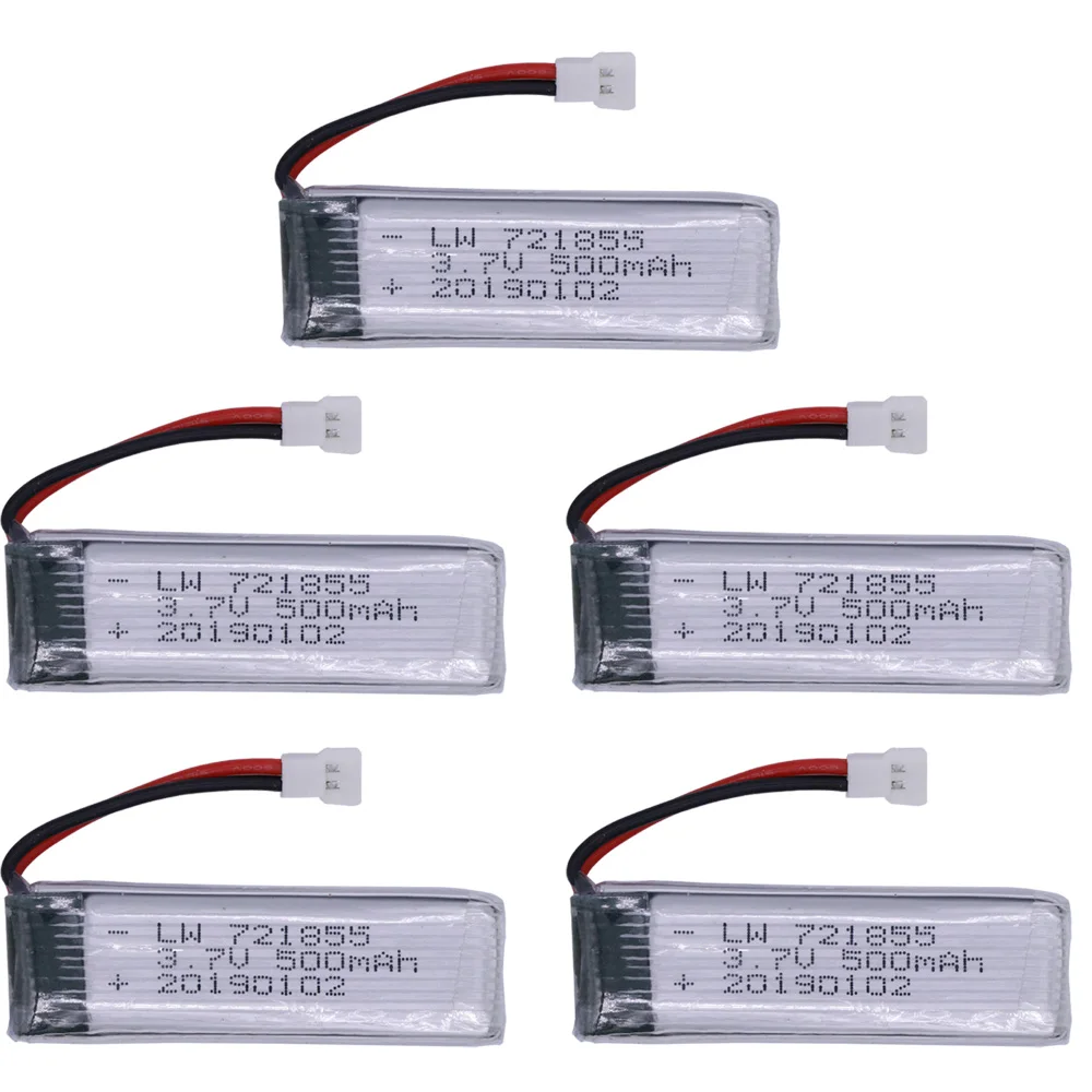 

5PCS 3.7V 500mAh li-po Battery for H37 V966 V977 T37 X20 U815A U818 RC Quacopter Spare Parts Accessories 721855 XH2.54