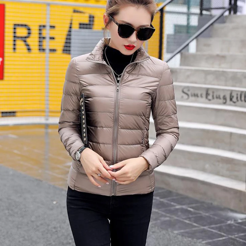 Womens Spring Autumn Jackets Duck Down Filler Ultra-thin Light Style Ladies Bomber Coats Stand Collar Fashion Female Slim Jacket
Womens Spring Autumn Jackets Duck Down Filler Ultra-thin Light Style Ladies Bomber Coats Stand Collar Fashion Female Slim Jacket