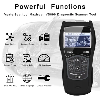 VS890 OBD2 Scanner Code Reader Analyzer Multi-language Car Diagnostic Tool Vgate Support OBD OBDII CAN Protocols Auto Scanner
VS890 OBD2 Scanner Code Reader Analyzer Multi-language Car Diagnostic Tool Vgate Support OBD OBDII CAN Protocols Auto Scanner