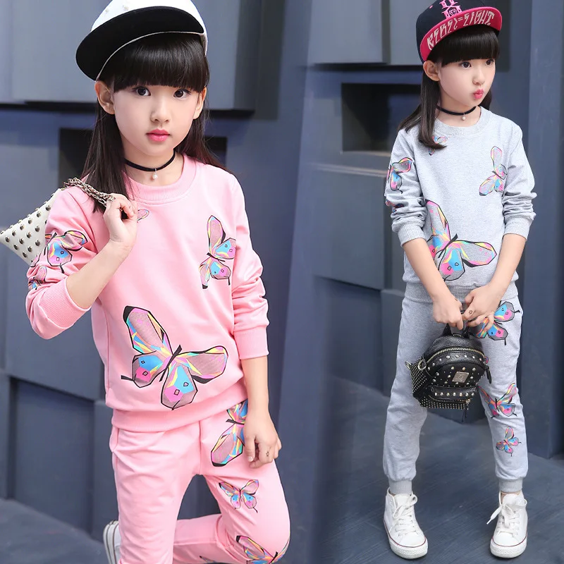 2020 Spring New Style Casual Girls Butterfly Printed Set Spring Clothing Big Boy CHILDREN'S Sweater Athletic Pants Childrenswear
2020 Spring New Style Casual Girls Butterfly Printed Set Spring Clothing Big Boy CHILDREN'S Sweater Athletic Pants Childrenswear