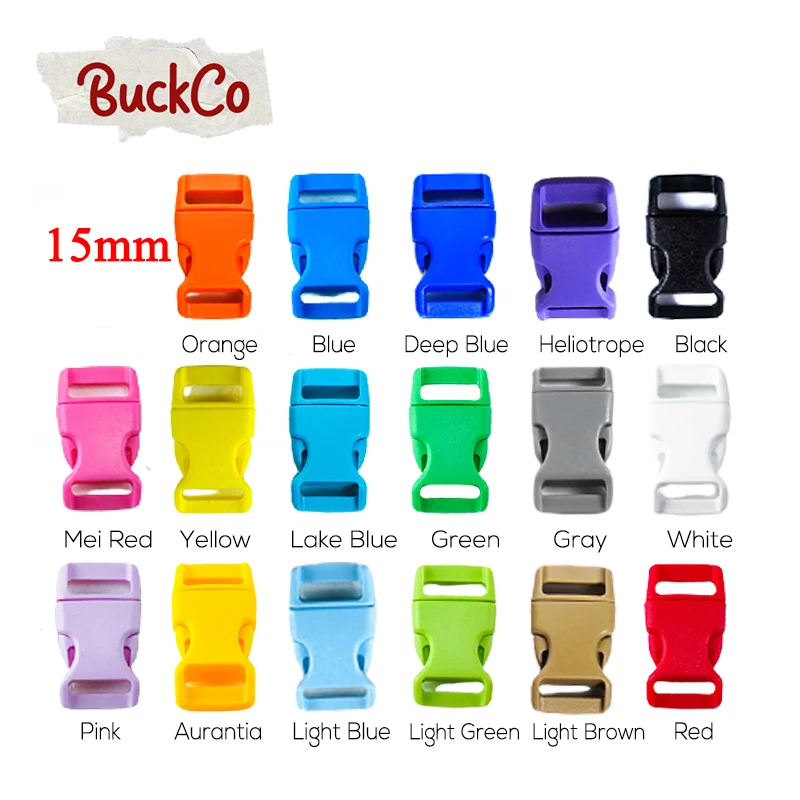 

20pcs/lot Plastic side release curved 15mm buckles durable plated 20mm dog collar paracord DIY 25mm accessories 17 colours