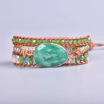 New Leather Wrap Bracelet Beads Crystal Amazonite Mix Weaving Bracelet wholesale boho jewelry
New Leather Wrap Bracelet Beads Crystal Amazonite Mix Weaving Bracelet wholesale boho jewelry