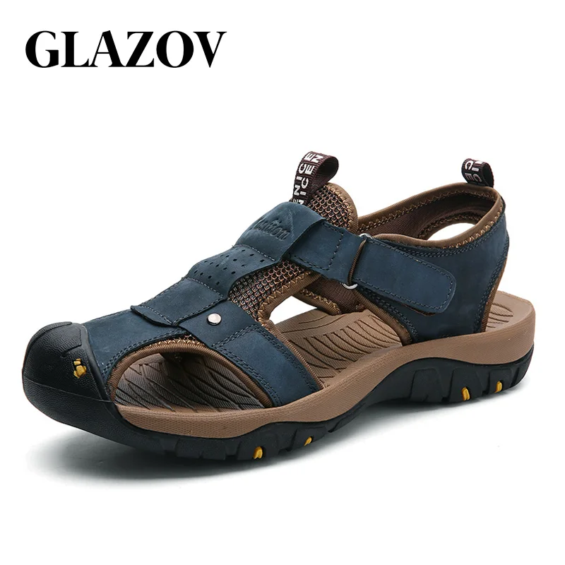 

Brand Summer Men's Sandals Genuine Leather Men Slippers Gladiator Men Beach Sandals Soft Comfortable Outdoors Wading Shoes 38-48