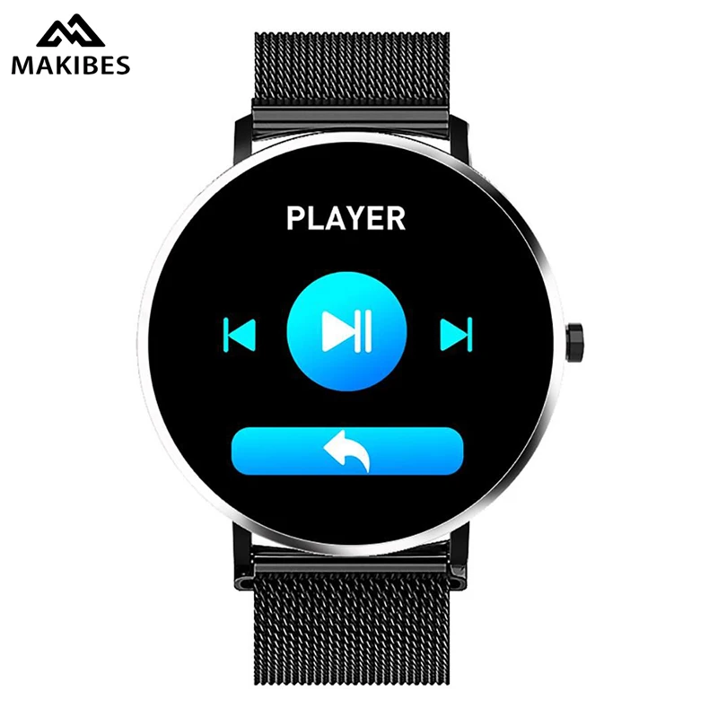 

[IN STOCK]MAKIBES F25 Smart Watch Men 1.3 Inch Screen Heart Rate Blood Pressure Monitor Steel Strap Black Wristband Smartwatch