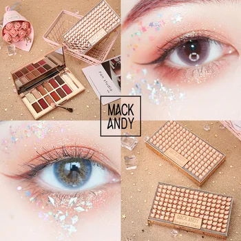 

Online Celebrity Maktoum Andy Luxury Hua Zhen Drilling Twelve Color Eyeshadow Compact Red-Brown Gold Matte Sequin Eye Shadow Mak