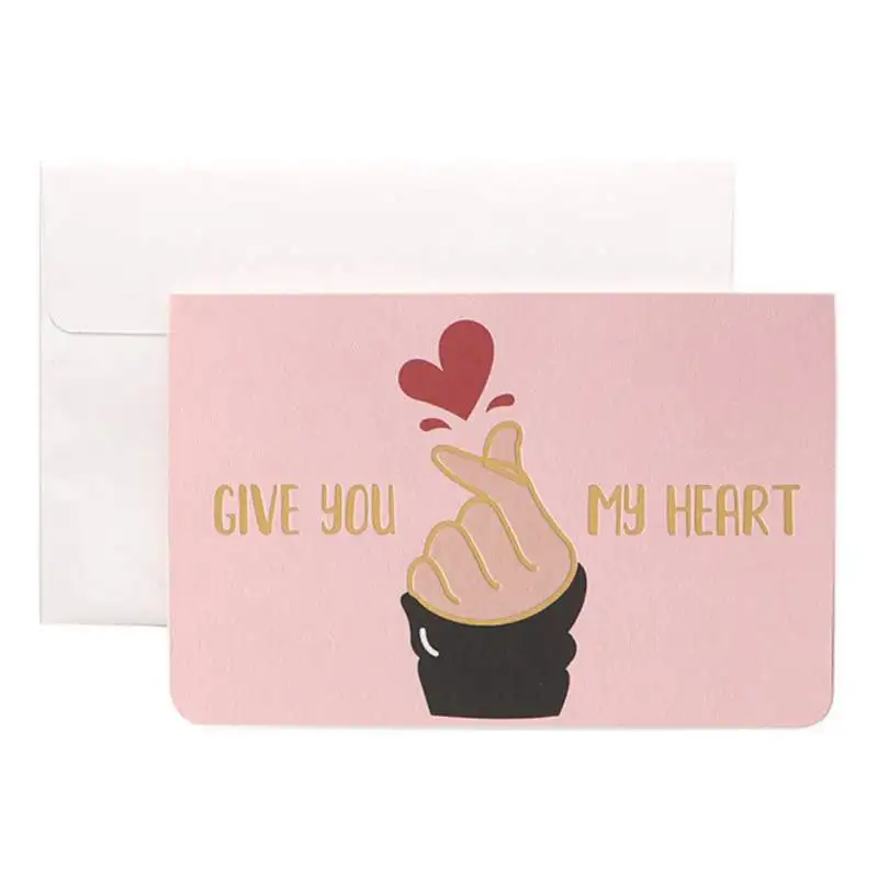 hot simple valentines day gift postcard with envelope stickers