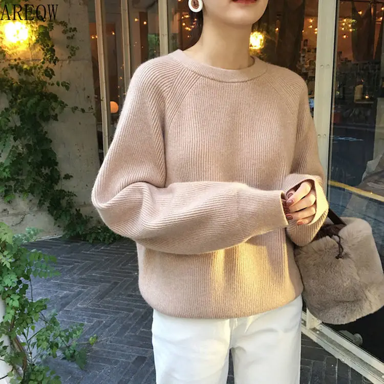 Фото Осенне-зимние женские новые негабаритные уличные Harajuku теплые пуловеры с круглым