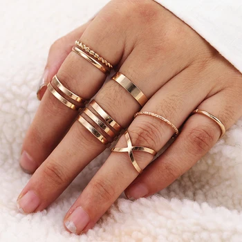 KISSWIFE 8 Pcs/Set Simple Design Round Gold Color Rings Set For Women Handmade Geometry Finger Ring Set Female Jewelry Gifts
KISSWIFE 8 Pcs/Set Simple Design Round Gold Color Rings Set For Women Handmade Geometry Finger Ring Set Female Jewelry Gifts