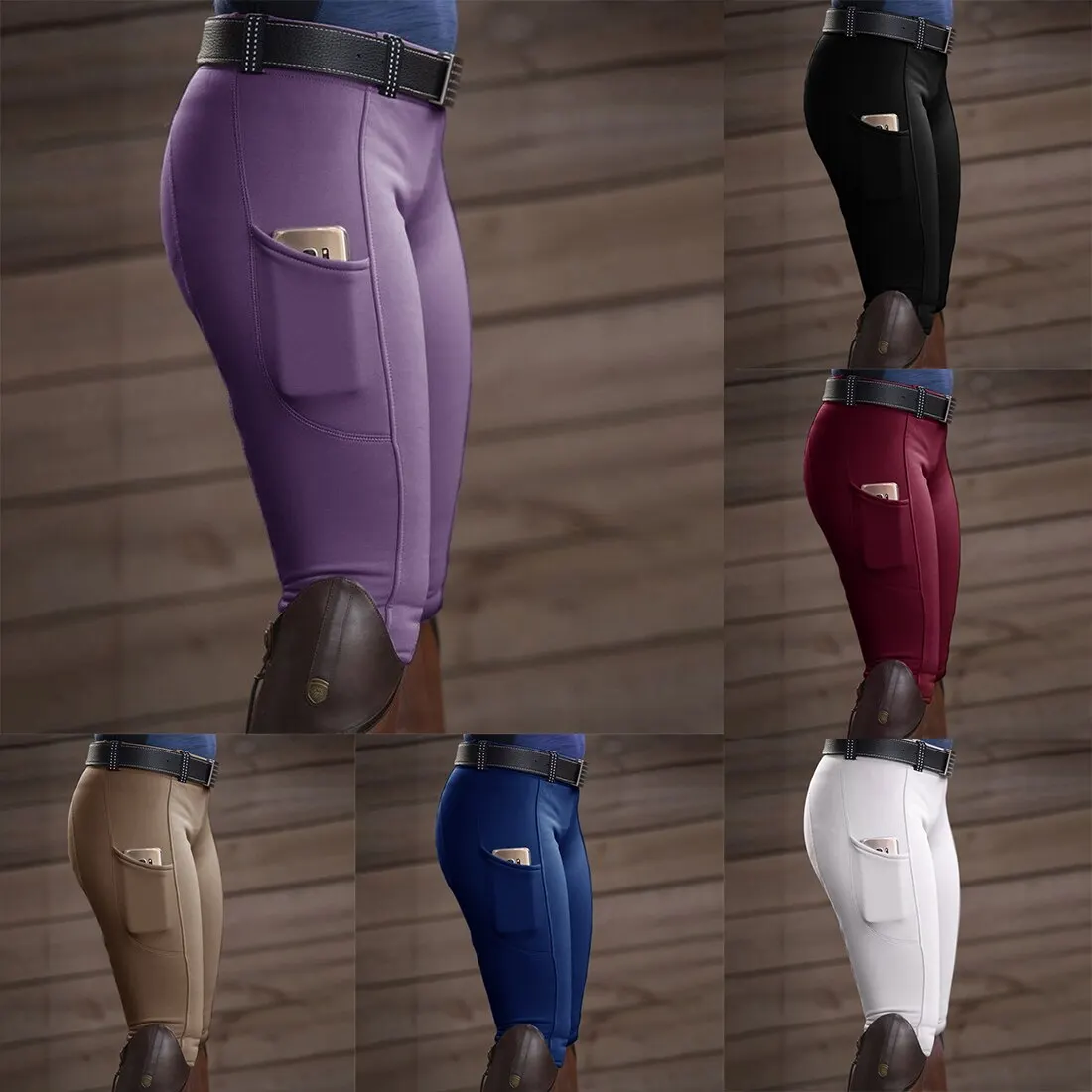 Hip Lifting Solid Color Women Sports Leggings High Waist Yoga Pants Hip Lifting Abdomen Control Running Equestrian Leggings