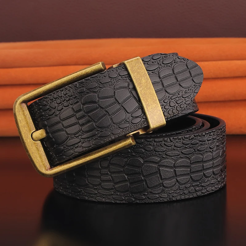

High Quality pin buckle belt men luxury brand Retro 3.8cm wide Waist Strap cowhide red cowboys cintos masculinos Waistband
